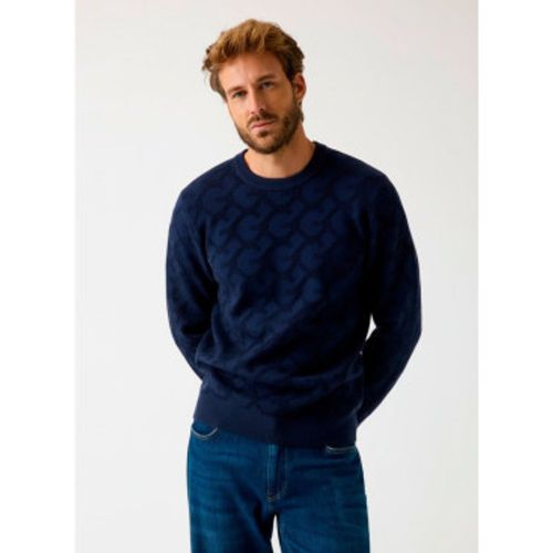 M5BR19Z0470 Pull à logo en jacquard gaufré (S), Bleu, Casuel, Laine - Guess - Modalova