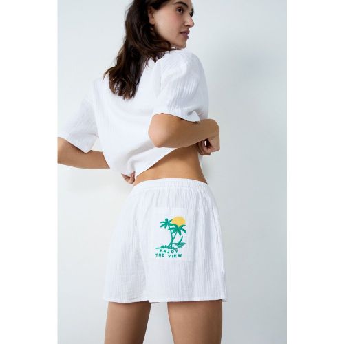 Short de pyjama en coton broderie dos - Fazil - XS - Etam - Modalova