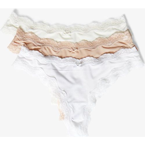 Lot de 3 tangas en microfibre et dentelle - Jim Micro - XS - Etam - Modalova