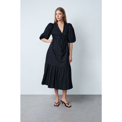 Robe mi-longue en coton manches bouffantes - Tiva - XS - Etam - Modalova