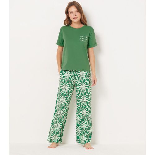 Pantalon de pyjama imprimé palmier coupe large 7/8ème - Vijay - XL - Etam - Modalova