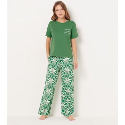 Pantalon de pyjama imprimé palmier coupe large 7/8ème - Vijay - XS - Etam - Modalova