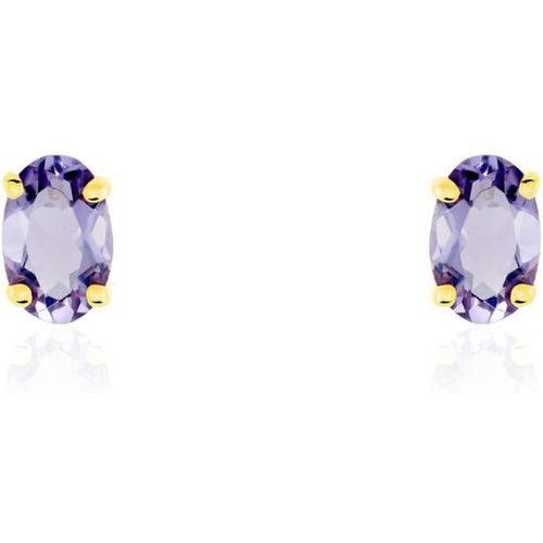 Boucles D'oreilles Puces Elea Serti Griffe Or Amethyste - Histoire d'Or - Modalova