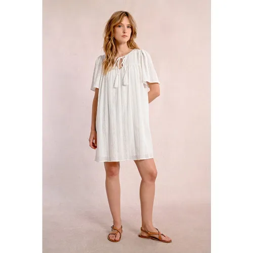 Robe mi-longue à broderies anglaises - MOLLY BRACKEN - Modalova