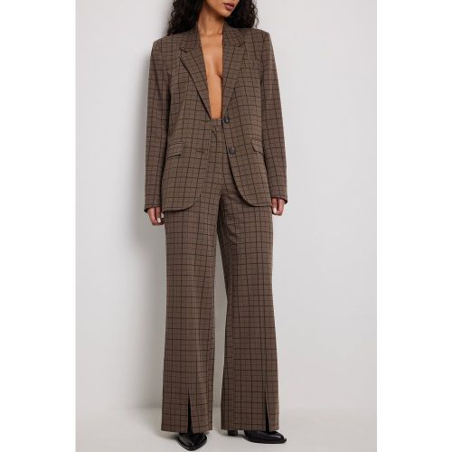 Pantalon à carreaux fendu sur le devant - Brown,Checkered - Georgina Lennon x NA-KD - Modalova