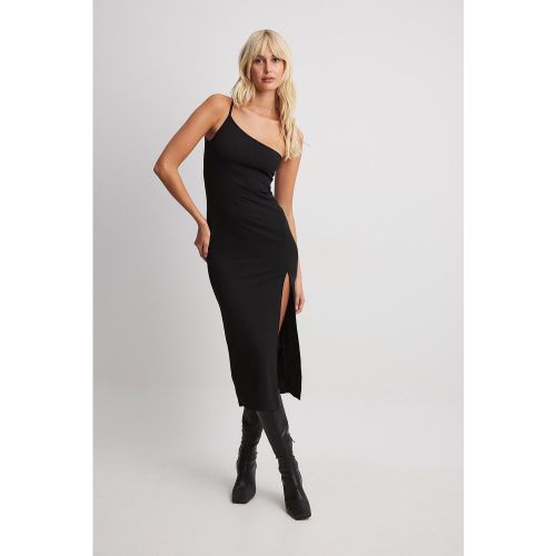 Robe mi-longue asymétrique en jersey - Black - NA-KD - Modalova