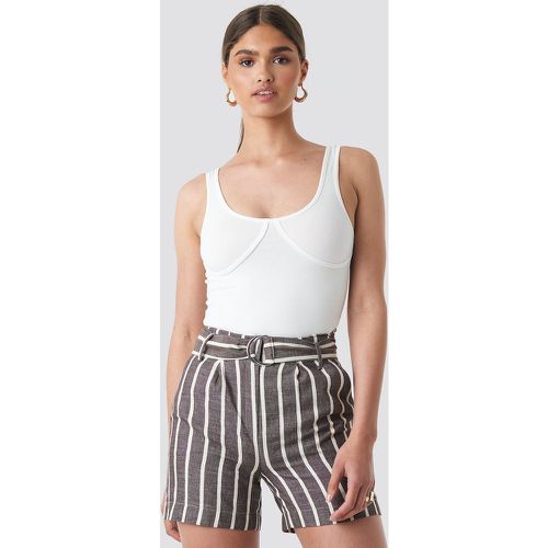 Linen Look Striped Shorts - Brown - NA-KD Trend - Modalova