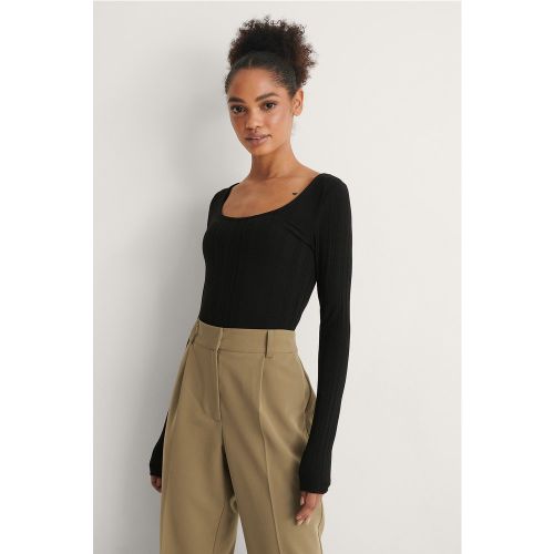 Haut côtelé à encolure dégagée recyclé - Black - NA-KD Basic - Modalova