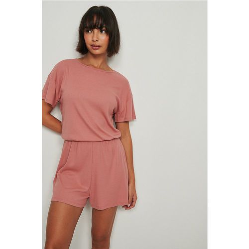 Pyjama combinaison doux côtelé recyclé - Pink - NA-KD Lingerie - Modalova
