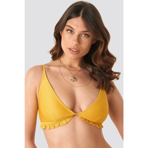 Ribbed Flounce Bikini Top - Yellow - NA-KD Swimwear - Modalova