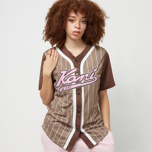 Varsity Block Pinstripe Baseball Shirt, , Apparel, taupe/brown/white, taille: XS - Karl Kani - Modalova