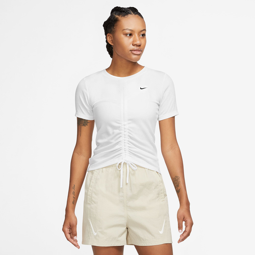 Sportswear Essentials Ribbed Short-Sleeve Mod Cropped Top, , Apparel, white/black, taille: XS - Nike - Modalova