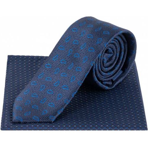 Paisley s Cravate tricotée et Pochette de costume LAMAW2315-NAVY - Lambretta - Modalova