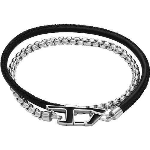 Bracelet LEATHER/STEEL DX1472040 Acier inoxydable, Cuir - Diesel - Modalova
