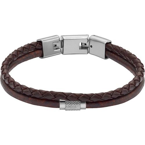 Bracelet JEWELRY JF04702040 Cuir, Acier inoxydable - Fossil - Modalova