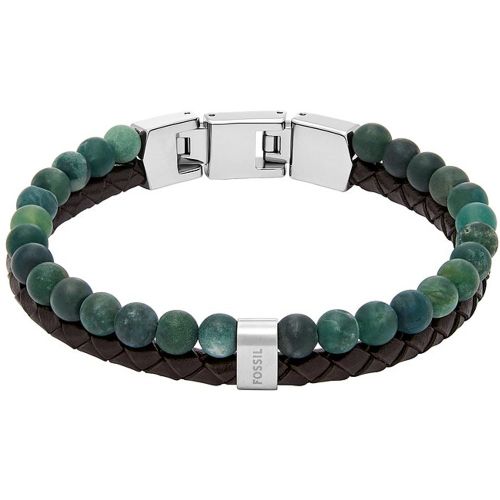 Bracelet JEWELRY JF04854040 Cuir, Acier inoxydable - Fossil - Modalova