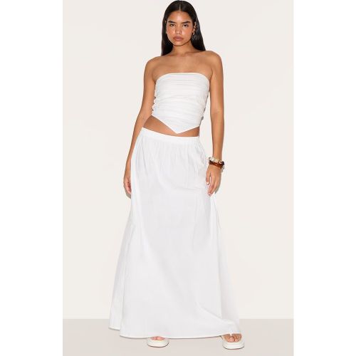 Tall Jupe trapèze longue en popeline de coton blanche | Taille 38 - PrettyLittleThing - Modalova