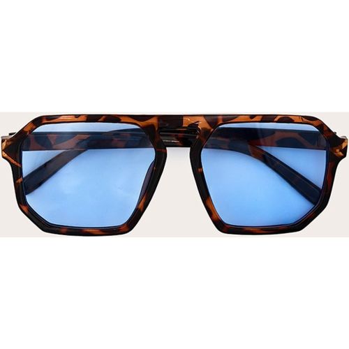 Lunettes de soleil écaille style aviateur à verres bleus - PrettyLittleThing - Modalova