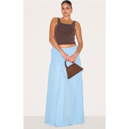 Plus Jupe longue en popeline de coton à taille froncée - PrettyLittleThing - Modalova