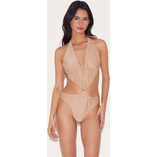 Maillot de bain à décolleté plongeant et détail anneau - PrettyLittleThing - Modalova