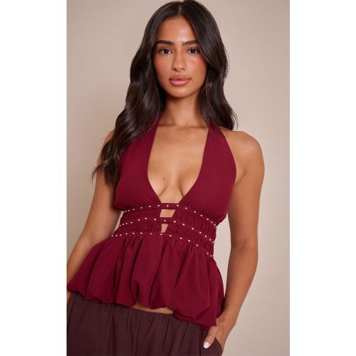 Petite Top volanté à dos nu et clous | Taille 30 - PrettyLittleThing - Modalova