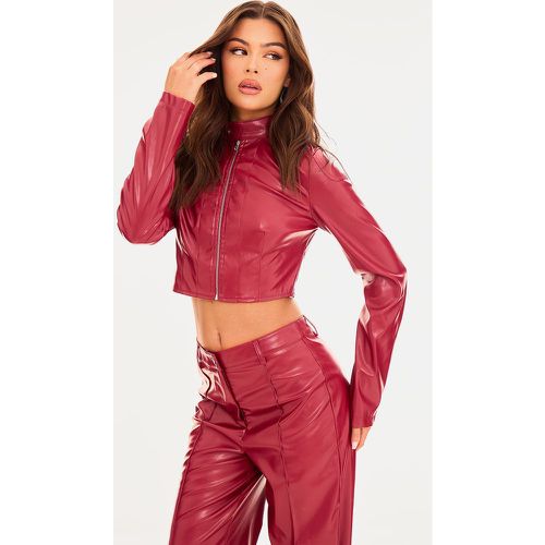 Veste de motard en pu rouge, Rouge - PrettyLittleThing - Modalova