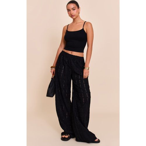 Pantalon large en maille style crochet texturée | Taille 32 - PrettyLittleThing - Modalova