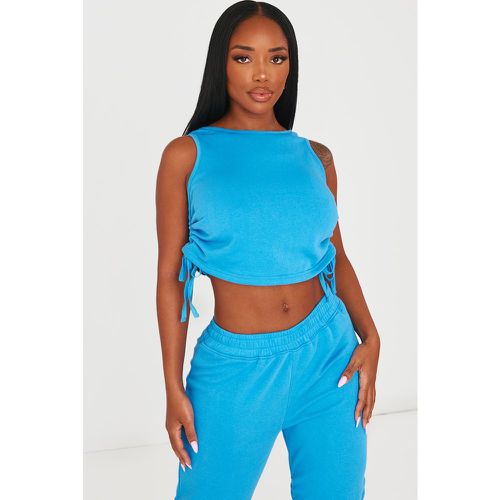 Shape Crop top bleu froncé sur les côté à dos nageur - PrettyLittleThing - Modalova