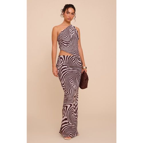 Jupe longue en mousseline de soie zèbre | Taille 34 - PrettyLittleThing - Modalova