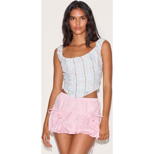 Top corset froncé à rayures imprimées petites fleurs - PrettyLittleThing - Modalova