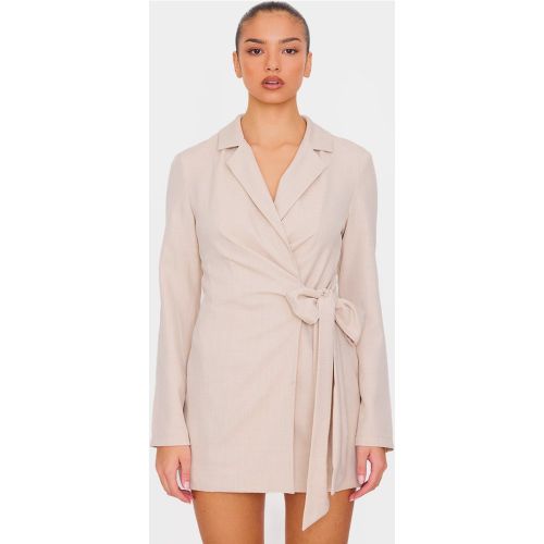 Robe blazer cache-coeur tissée à détail noué - PrettyLittleThing - Modalova