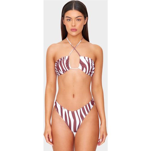 Haut de maillot de bain imprimé zèbre à dos nu noué - PrettyLittleThing - Modalova