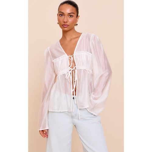 Blouse en mousseline de soie froncée nouée devant - PrettyLittleThing - Modalova