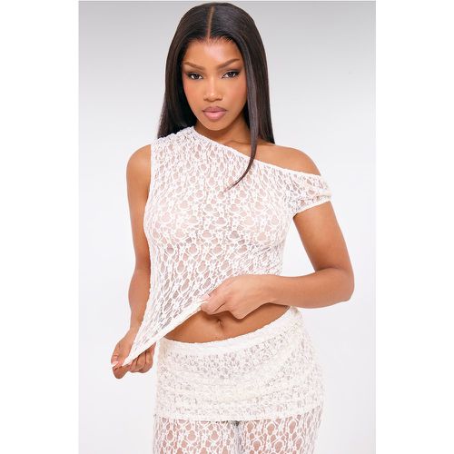 Top en dentelle transparente asymétrique - PrettyLittleThing - Modalova