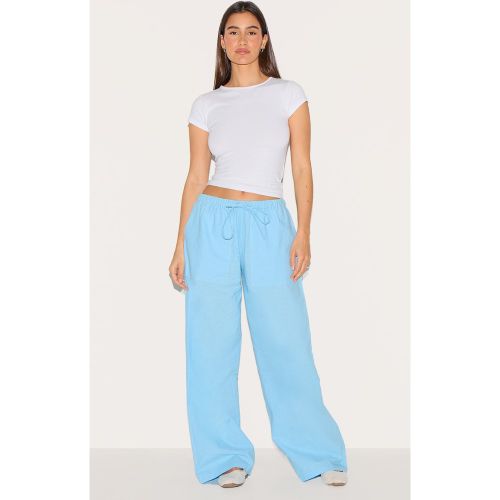 Pantalon en coton et effet lin mélangés à cordons ajustables - PrettyLittleThing - Modalova