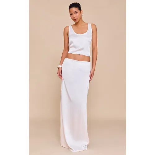 Jupe longue satinée à taille mi-haute - PrettyLittleThing - Modalova