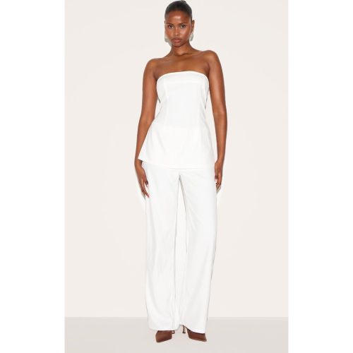 Combinaison de tailleur flare tissée blanche à détail bustier long - PrettyLittleThing - Modalova