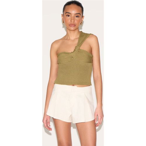 Petite Top en maille tricot à épaule unique nouée - PrettyLittleThing - Modalova