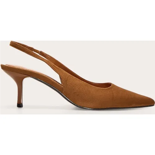 Escarpins pointus en suédine à talon moyen et bride derrière - PrettyLittleThing - Modalova