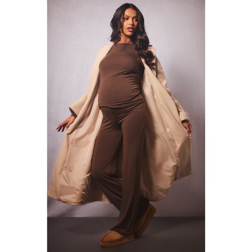 Maternité Pantalon de grossesse en coton jersey marron chocolat à taille haute - PrettyLittleThing - Modalova