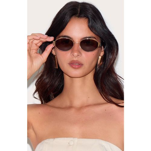 Lunettes de soleil arrondies fines - PrettyLittleThing - Modalova