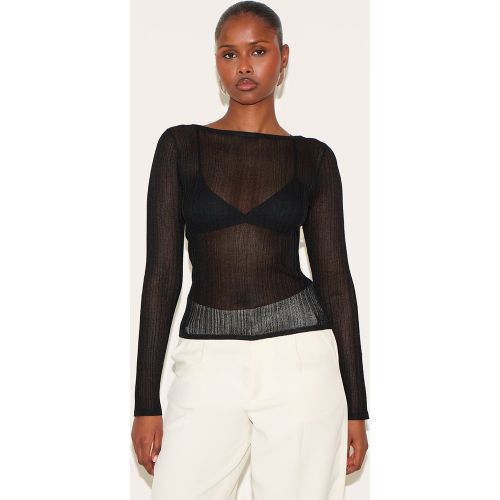 Top en maille tricot transparente à col bateau et manches longues - PrettyLittleThing - Modalova