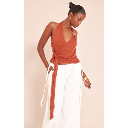 Top en maille tricot noué à dos nu et empiècement - PrettyLittleThing - Modalova