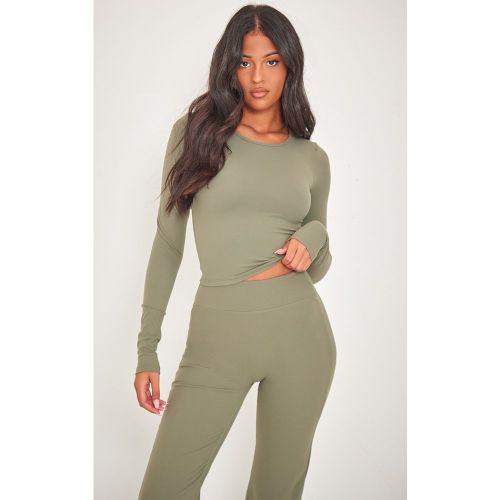 Tall Top contour sculpt vert olive froncé à manches longues - PrettyLittleThing - Modalova