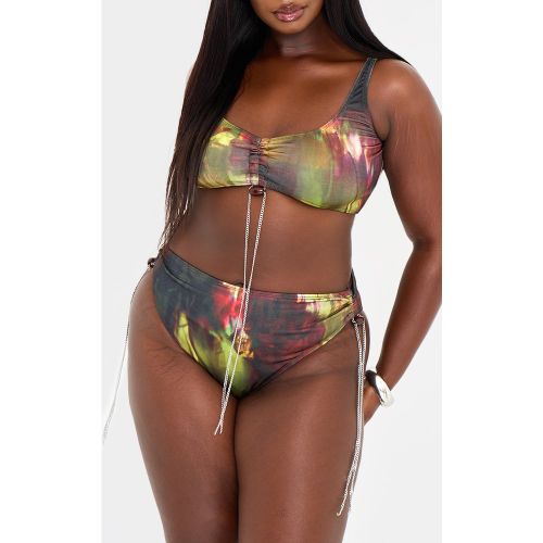 Plus Bas de maillot de bain imprimé abstrait et détail chaîne - PrettyLittleThing - Modalova