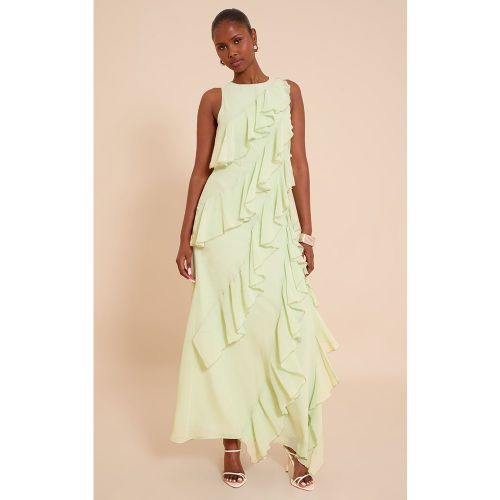 Robe Mi-longue à Encolure Bateau et Volants Sans Manches - PrettyLittleThing - Modalova