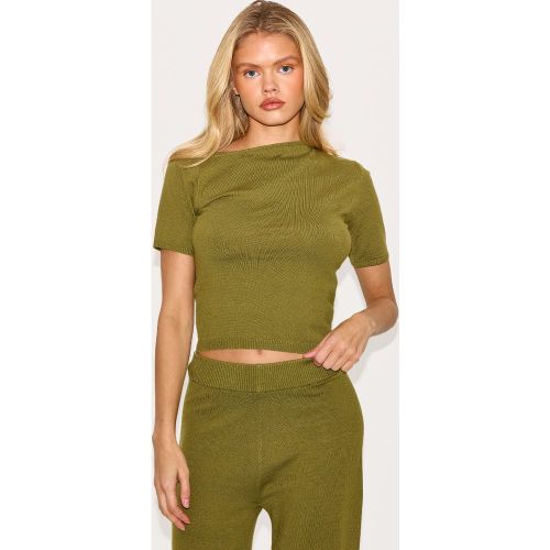 Top basique en maille tricot à col asymétrique - PrettyLittleThing - Modalova