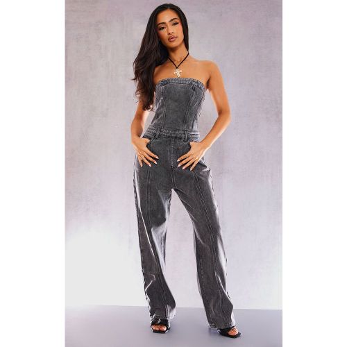 Petite Combinaison bustier en jean délavé gris - PrettyLittleThing - Modalova
