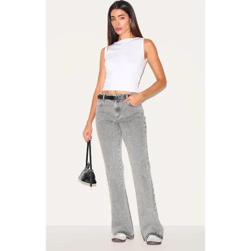 Jean slim flare gris, Gris - PrettyLittleThing - Modalova