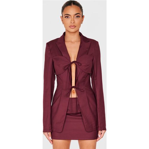 Blazer de tailleur long tissé noué devant - PrettyLittleThing - Modalova